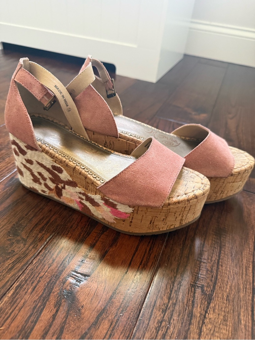 Suede Pink Platform Wedge Sandals